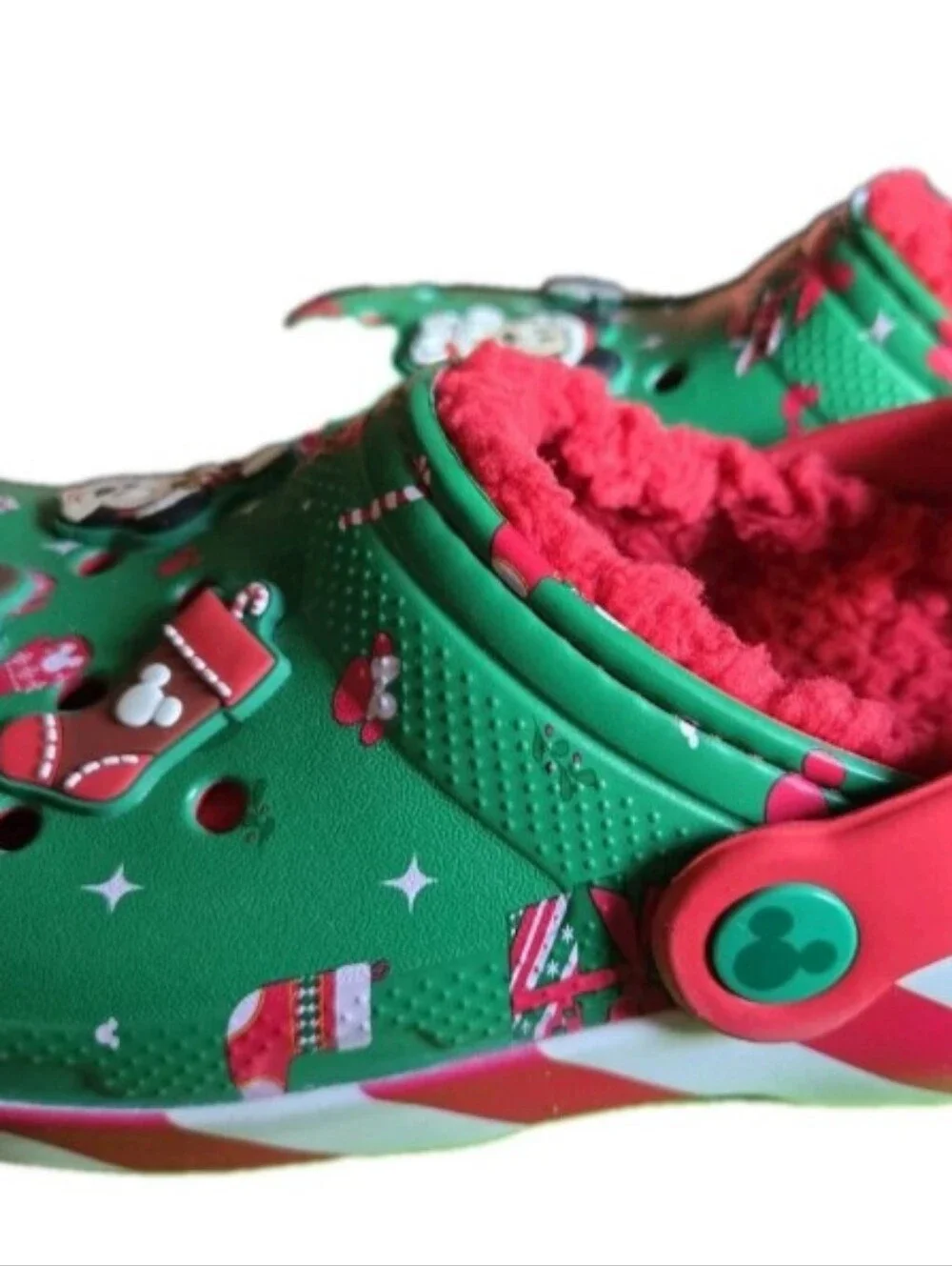 KID'S Disney Fleece Lined Mickey Minnie Holiday Christmas CROCS J4 Big Kid 4